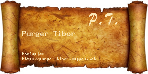 Purger Tibor névjegykártya